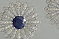 Art Deco Vintage Style Sapphire and Diamond Floral Style Drop Earrings