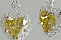 Heart Cut Fancy Yellow, Fancy Yellow Heart Diamond, Diamond Earrings, Vintage Earrings, Deco Earrings