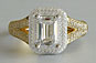 Emerald Cut  Diamond Pave Split Shank Yellow Gold Engagement Ring