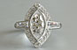 Marquise Cut Diamond Ring, Baugette Diamond Ring, Vintage Ring, White Gold, Platinum