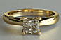 Yellow 18kt Gold, Diamond Solitaire, Princess Cut Solitaire