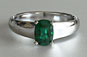 18kt white gold, cushion cut, cushion emerald, solitaire engagement ring