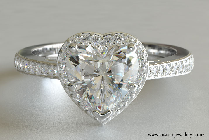 Classic Style Engagement Ring with Heart cut Diamond