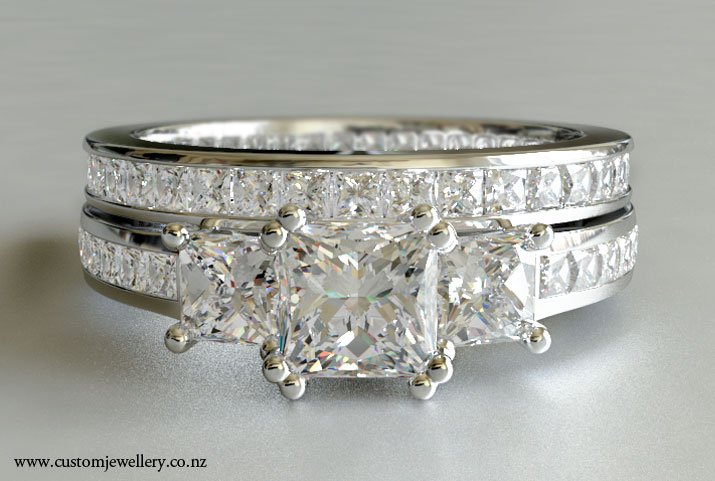 Princess Diamond Engagement Ring - Three Stone