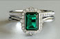 emerald cut emerald diamond engagement ring, vintage style jewellery, art deco, platinum, white gold, bridal set