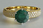 Emerald Engagement Ring, Diamond pave Ring, Yellow Gold