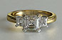 Yellow Gold Three Stone Asscher Cut Diamond Engagement Ring