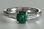 Cushion Cut Emerald Tapered Baguette Three-stone Engagement Ring