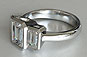 Emerald Cut Three Stone Bezel Set Engagement Ring
