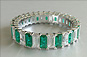 Emerald and Diamond Wedding Band - Eternity Ring - Octagon Cut