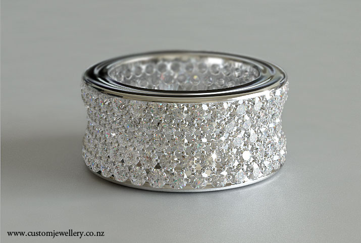 5ctw Diamond Pave Wedding Band in White Gold