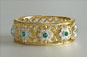 Round Emeralds Floral Design Two-tone Gold Wedding Ring