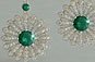 Art Deco Emerald and Diamond Floral Style Earrings
