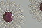 Art Deco Ruby and Diamond Floral Style Earrings