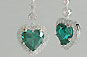 Retro Vintage Style Heart Cut Emerald and Diamond Earrings