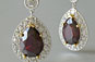 Ruby Earrings, Halo Setting, Vintage Ruby Earrings, White Gold Earrings, Platinum Earrings, Pear Ruby