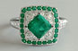 Princess Emerald Custom Art Deco Ring in Platinum
