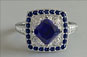 Princess Cut Sapphire Art Deco Ring in Platinum