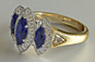 Marquise Cut Three Stone Sapphire and Diamond Engagement Ring