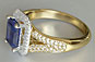 Emerald Cut Sapphire Diamond Pave Yellow Gold Engagement Ring