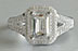 Emerald Cut  Diamond Pave Split Shank Engagement Ring