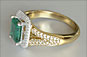 Emerald Gemstone Diamond Pave Split Shank Yellow Gold Engagement Ring