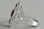 Art Deco Three Stone Round Cut Ruby Diamond Ring
