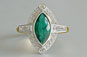 Emerald Marquise Baguette Diamond Art Deco Ring