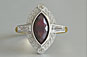 Ruby Marquise Baguette Diamond Art Deco Ring