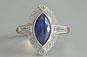 Sapphire Marquise Baguette Diamond Art Deco Ring