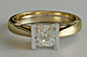Yellow Gold Princess Diamond Solitaire Engagement Ring Semi-rubover