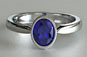 Oval Sapphire Solitaire Engagement Ring White Gold Rubover