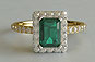 Emerald Cut Emerald Solitaire Engagement Ring Yellow Gold Halo Style