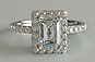 Emerald Cut Solitaire Engagement Ring Halo Micro-prong Setting