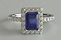 Emerald Cut Sapphire Solitaire Engagement Ring Halo Style