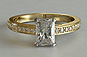 Radiant Cut Diamond Solitaire Engagement Ring Yellow Gold Bead Set Shoulder Diamonds