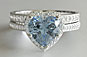 Diamond Engagement Ring Heart Shaped Aquamarine with Band