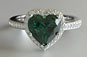 1ct Heart Shaped Emerald and Diamond Engagement Ring