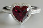 Diamond Engagement Ring Heart Ruby with Halo