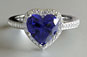 1ct Heart Shaped Sapphire and Diamond Engagement Ring