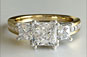 3-stone Princess Cut Diamond Engagement Ring Yellow Gold