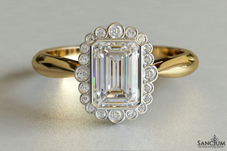 Vintage Emerald Cut Diamond Engagement Ring in Yellow Gold New Zealand