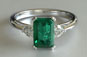 Three-stone Emerald and Diamond White Gold Diamond Engagement Ring