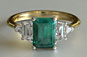 Five Stone Emerald Cut Emerald Engagement Ring  in Yellow Gold