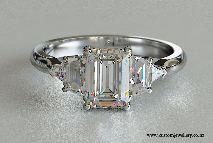 Emerald Cut Engagement Ring Five Stone