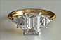 Emerald Cut Engagement Ring Five Stone in Yellow Gold