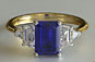 Five Stone Emerald Cut Sapphire Engagement Ring  in Yellow Gold