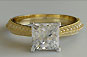 Princess Cut Diamond Engagement Ring - Knife edge In Yellow Gold