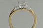 Three-Stone Princess Cut Diamond Engagement Ring - Baguette Sides - Yellow Gold