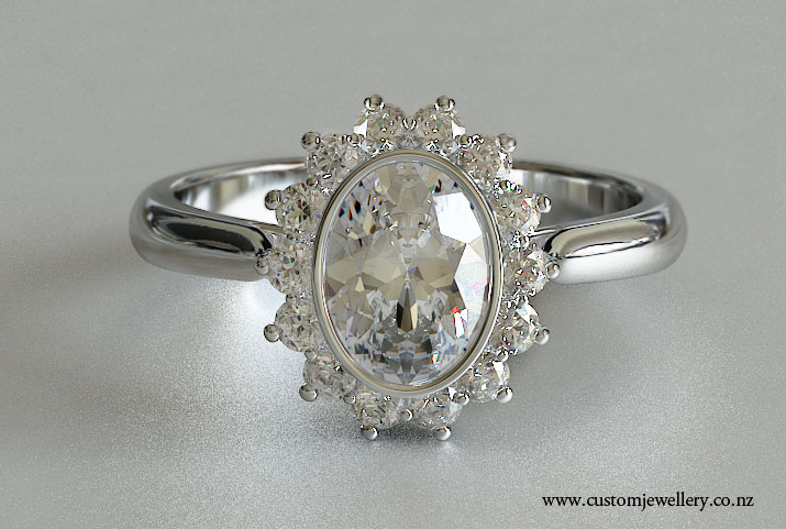 Antique Style Oval Cut Engagement Ring Princess Kate Style